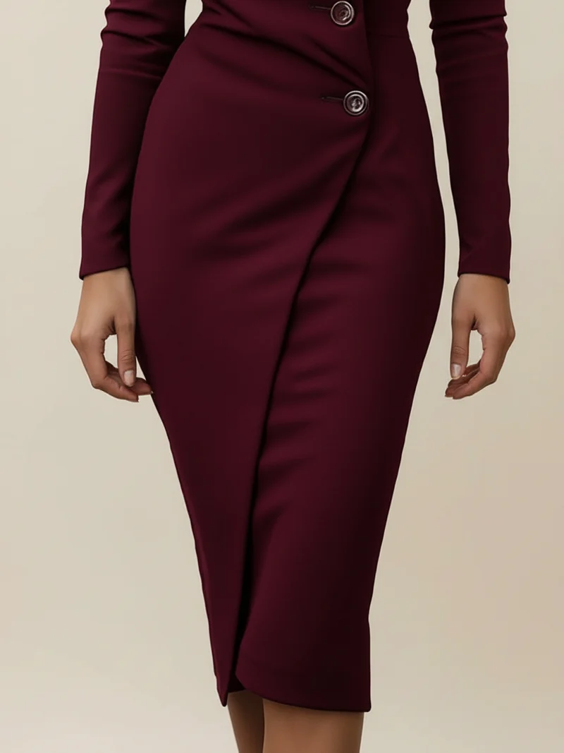 Josefine – Damen-Midi-Kleid mit Knopfverzierung im Frühlingslook