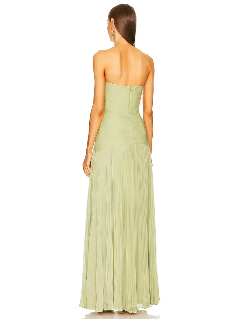 Alina – Maxikleid für Damen, trägerlos, plissiert
