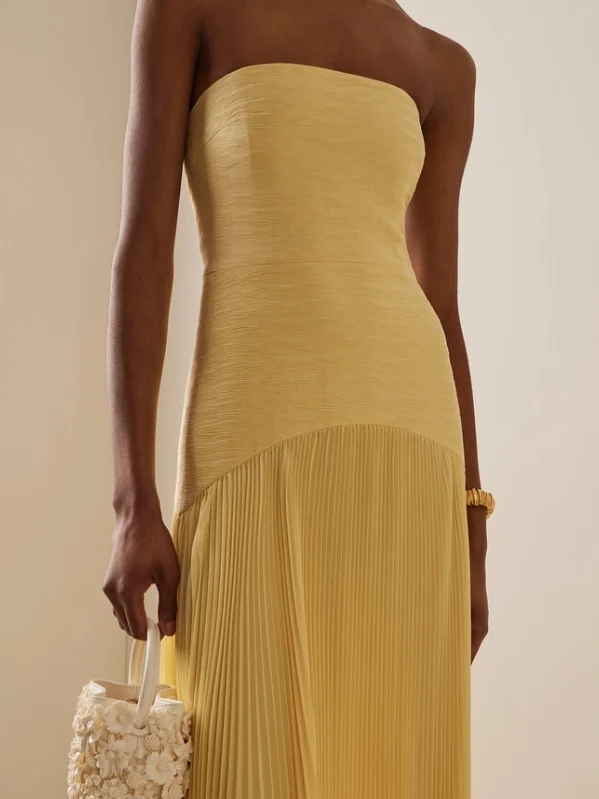 Alina – Maxikleid für Damen, trägerlos, plissiert