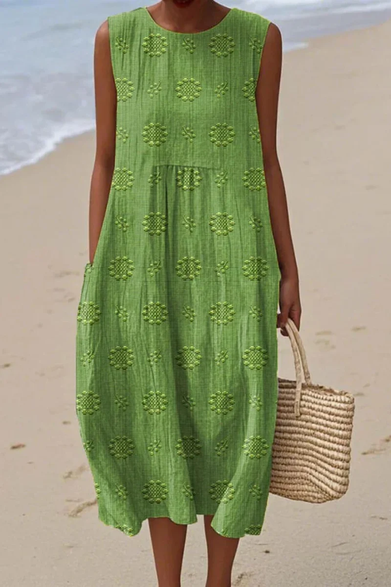 Thea – Ärmelloses Damenkleid mit Stickerei