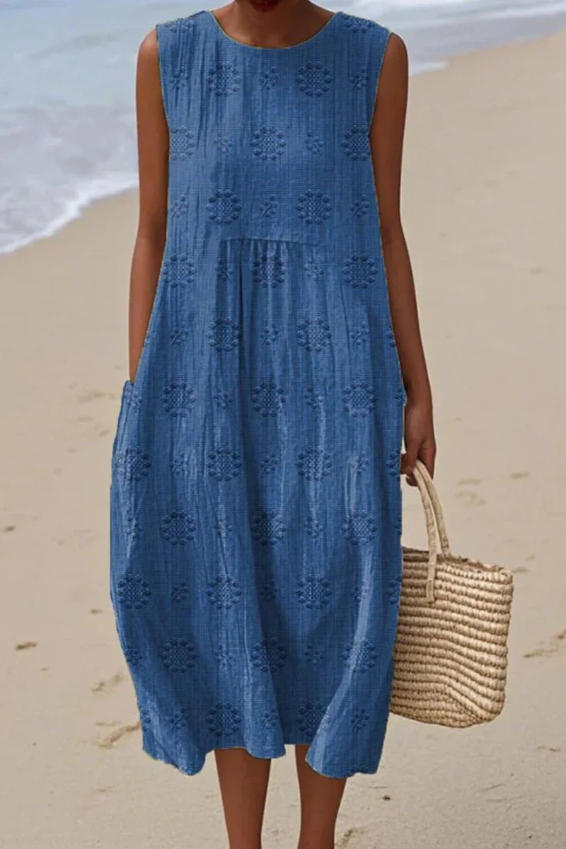 Thea – Ärmelloses Damenkleid mit Stickerei