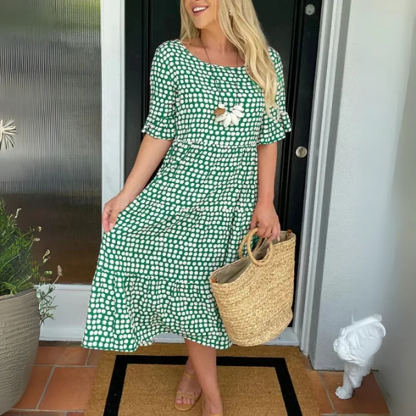 Frieda – Lässiges Midi-Kleid mit Stufenrock für Damen