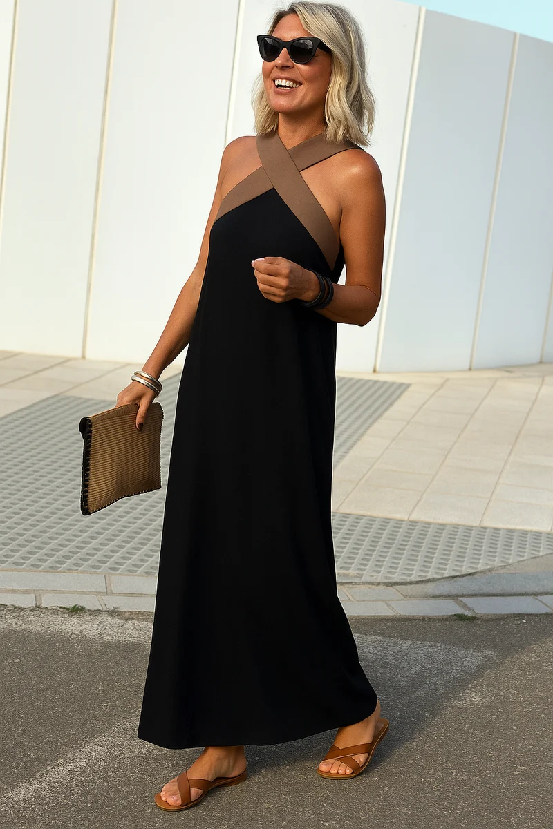 Emma – Atmungsaktives Maxikleid mit gekreuztem Ausschnitt für Damen