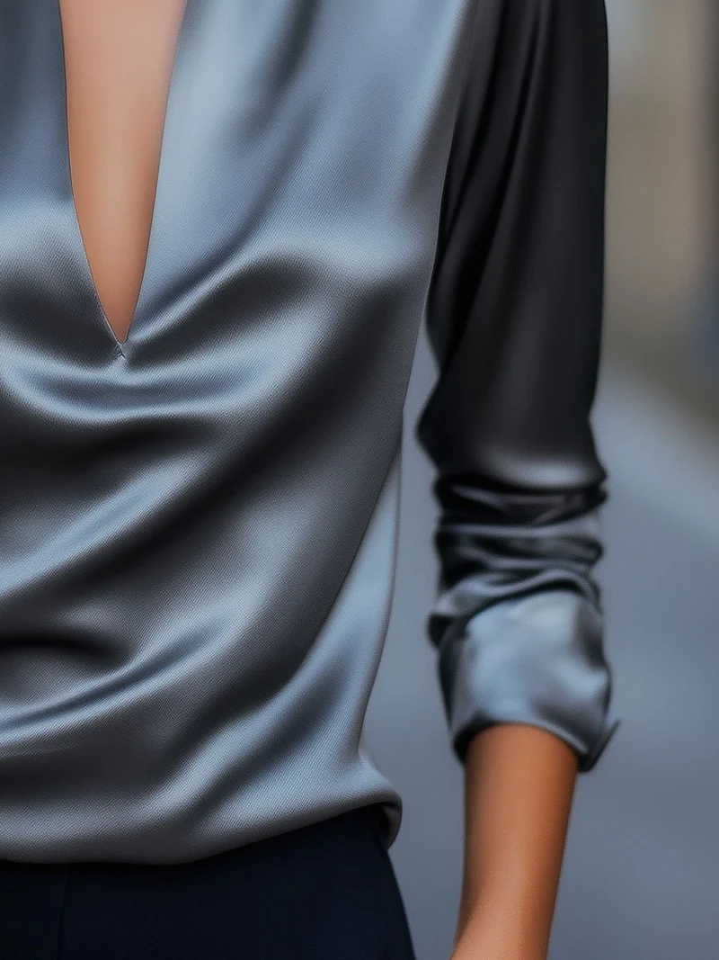 Lina – Damen-Satinbluse für den Frühling
