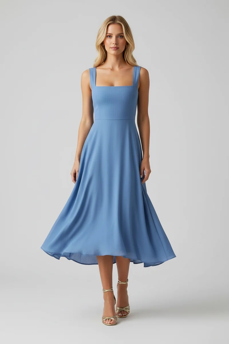 Antonia – Damenkleid mit Blumenmuster und ausgestelltem Rockteil