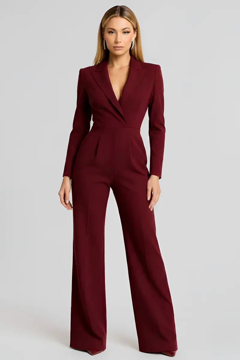 Gabriele – Jumpsuit für Damen mit tiefem Ausschnitt und weitem Bein