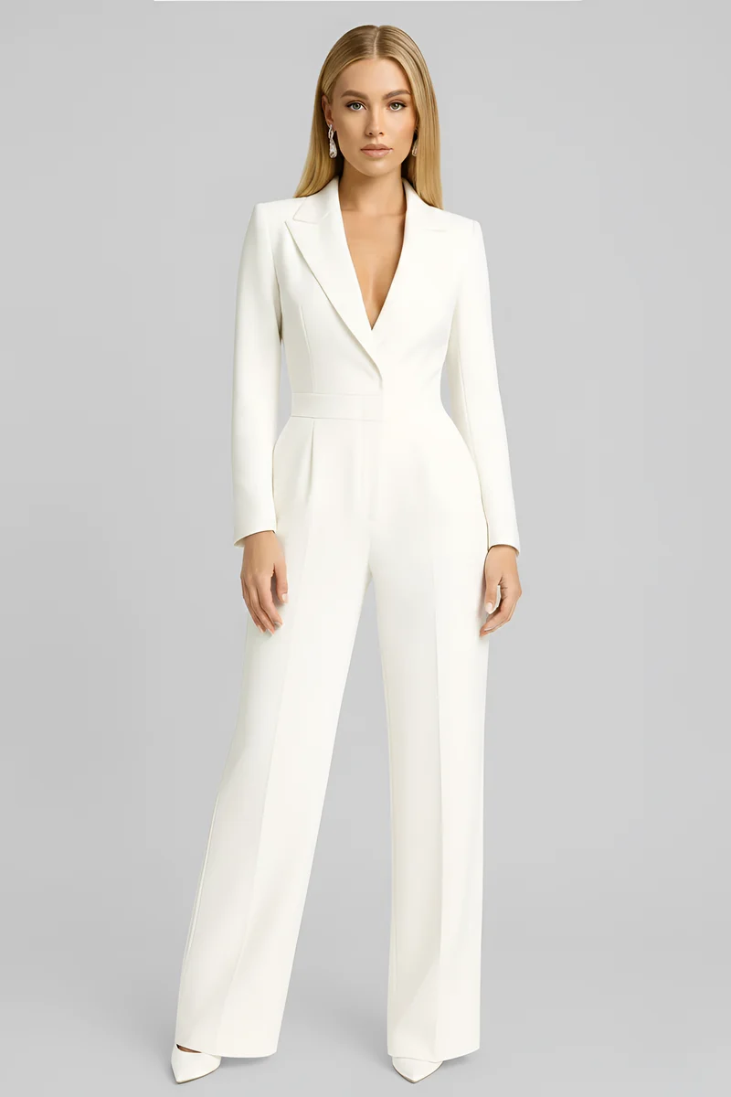 Gabriele – Jumpsuit für Damen mit tiefem Ausschnitt und weitem Bein