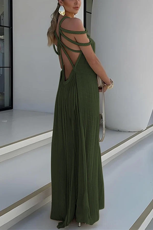Andrea – Maxikleid für Damen aus Leinenmischung mit drapierten Zöpfen