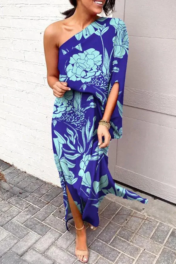 Nadine – Maxikleid für Damen mit einem Schulterausschnitt und asymmetrischem Saum