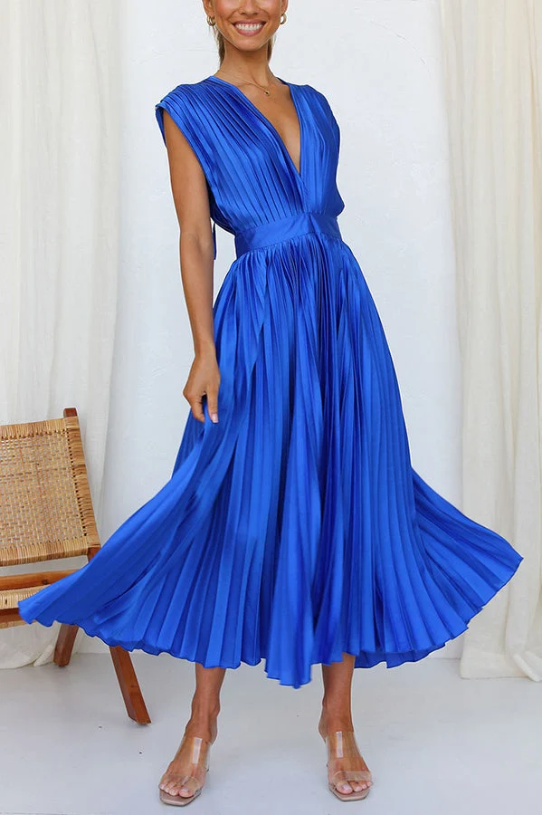 Mia – Maxikleid aus Satin mit Falten für Damen