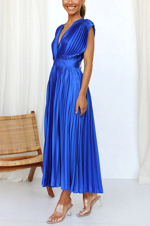Mia – Maxikleid aus Satin mit Falten für Damen