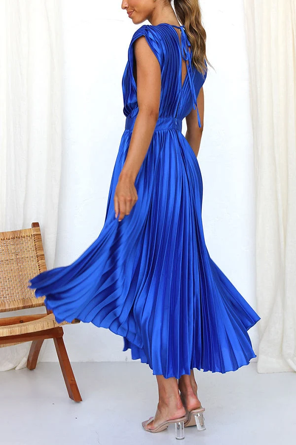 Mia – Maxikleid aus Satin mit Falten für Damen