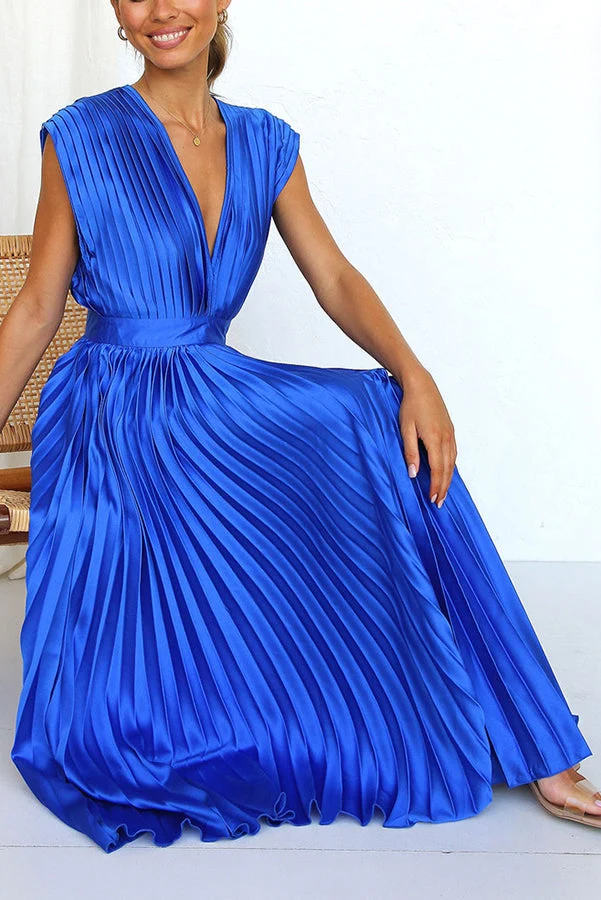 Mia – Maxikleid aus Satin mit Falten für Damen