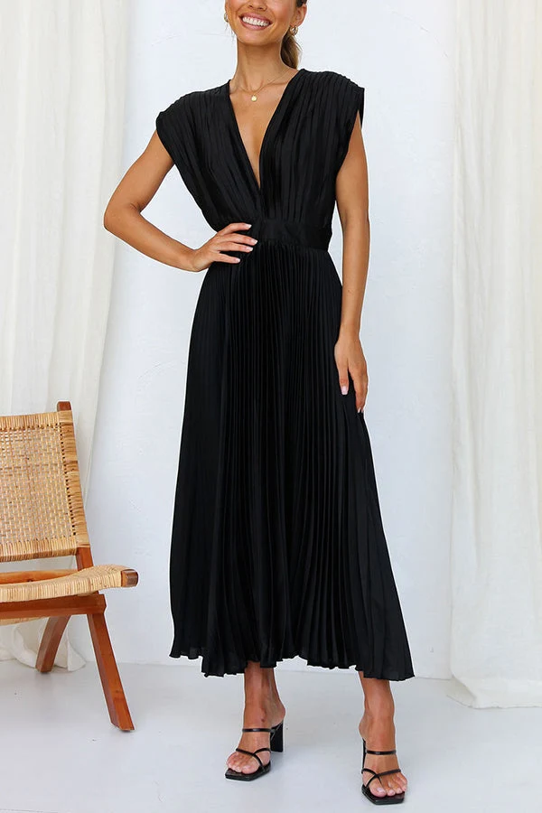 Mia – Maxikleid aus Satin mit Falten für Damen