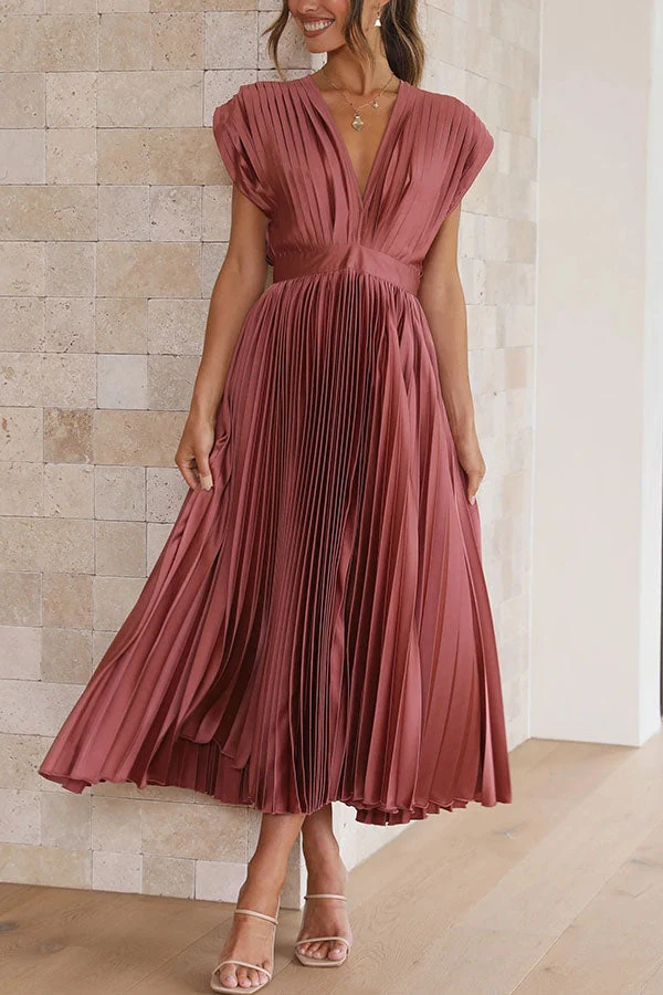 Mia – Maxikleid aus Satin mit Falten für Damen