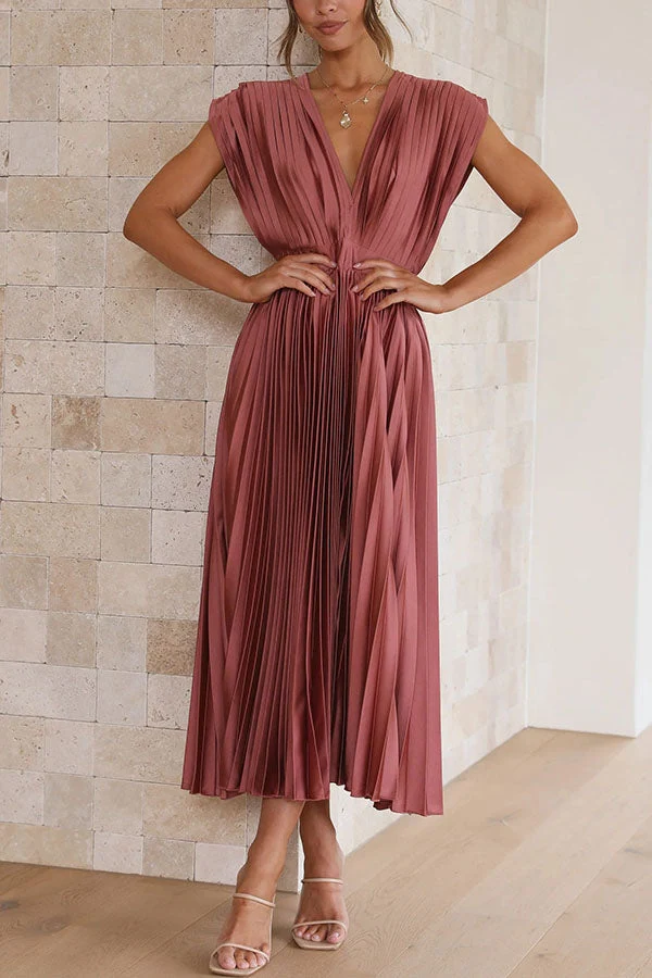 Mia – Maxikleid aus Satin mit Falten für Damen