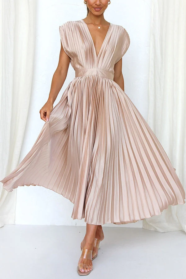 Mia – Maxikleid aus Satin mit Falten für Damen