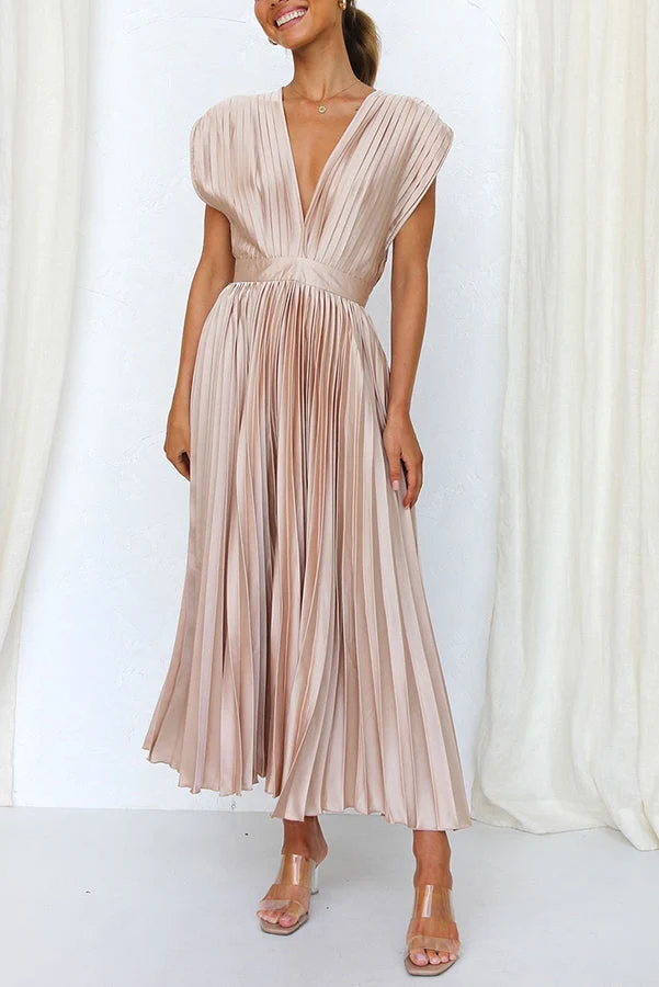 Mia – Maxikleid aus Satin mit Falten für Damen