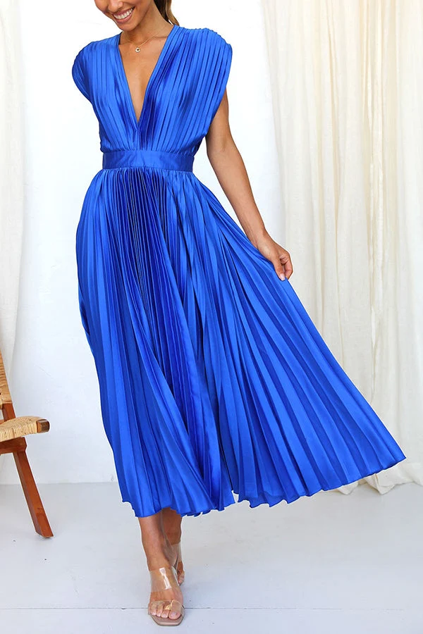 Mia – Maxikleid aus Satin mit Falten für Damen