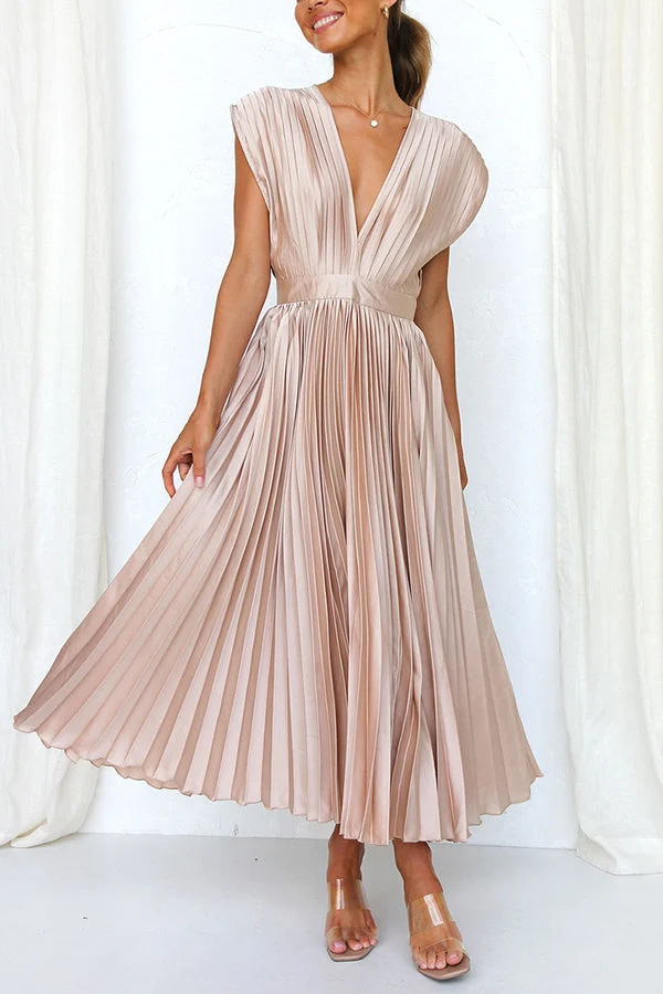 Mia – Maxikleid aus Satin mit Falten für Damen