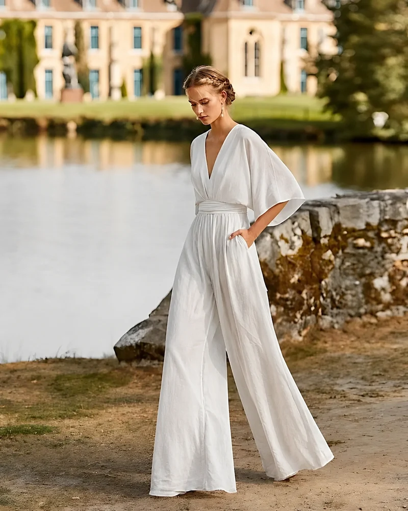Mila – Eleganter Jumpsuit mit weitem Bein für Damen