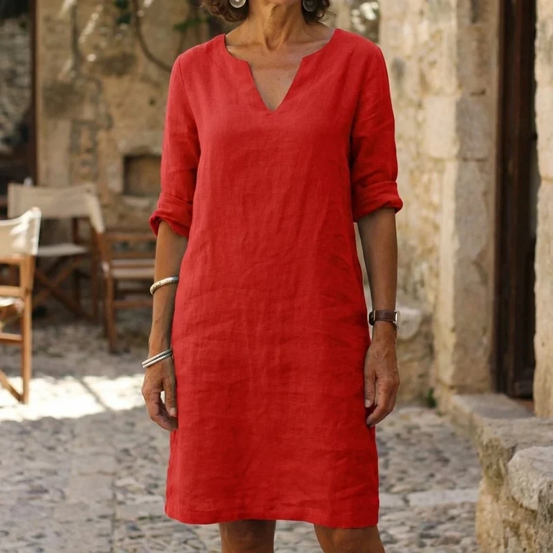 Chloe – Lässiges Midikleid mit V-Ausschnitt für Damen