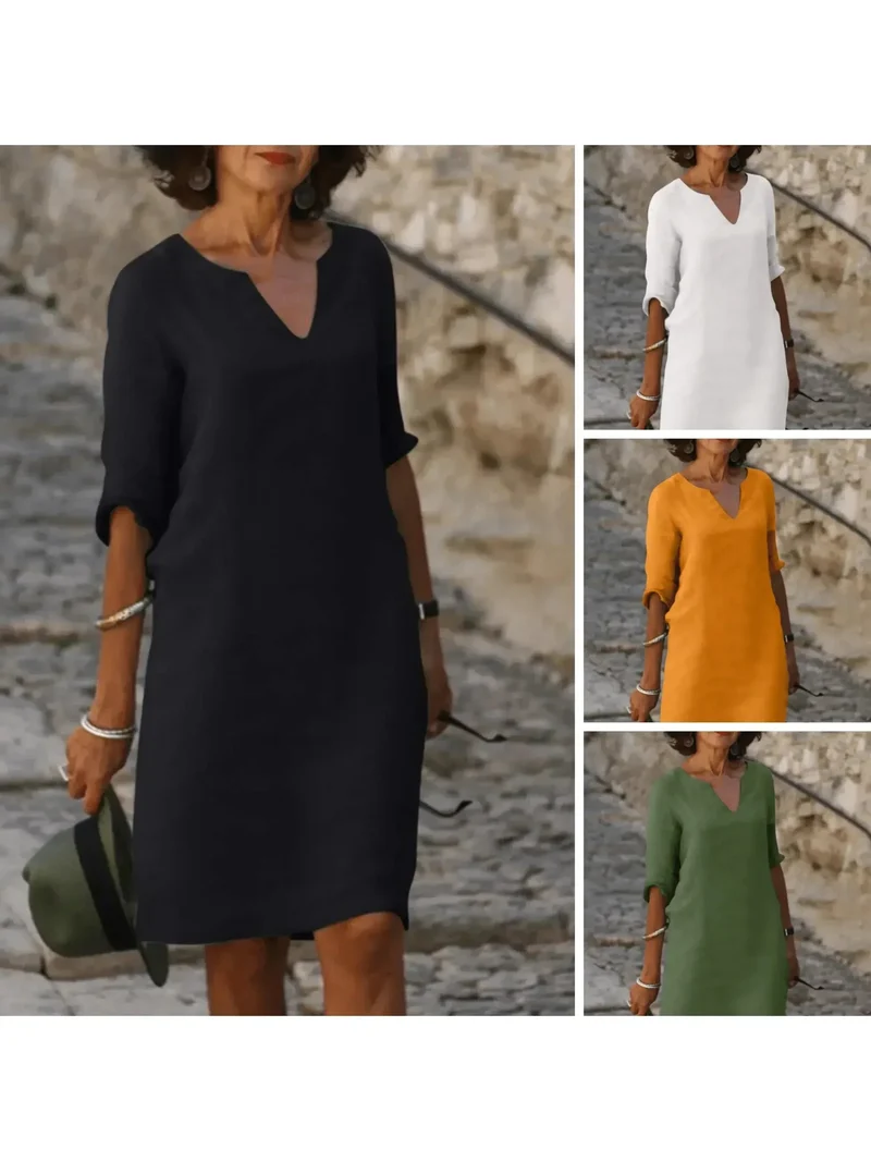 Chloe – Lässiges Midikleid mit V-Ausschnitt für Damen