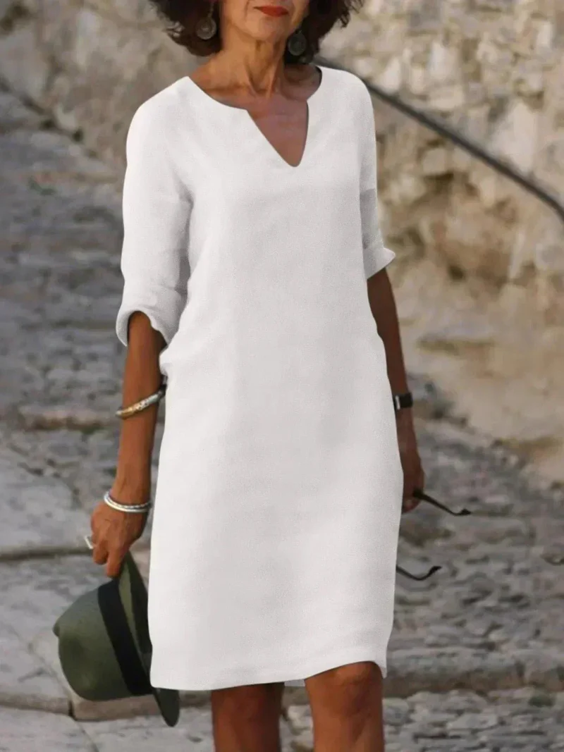Chloe – Lässiges Midikleid mit V-Ausschnitt für Damen