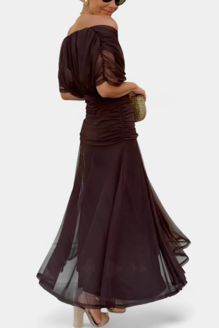 Paula – Elegantes, schulterfreies Drapierkleid für Damen