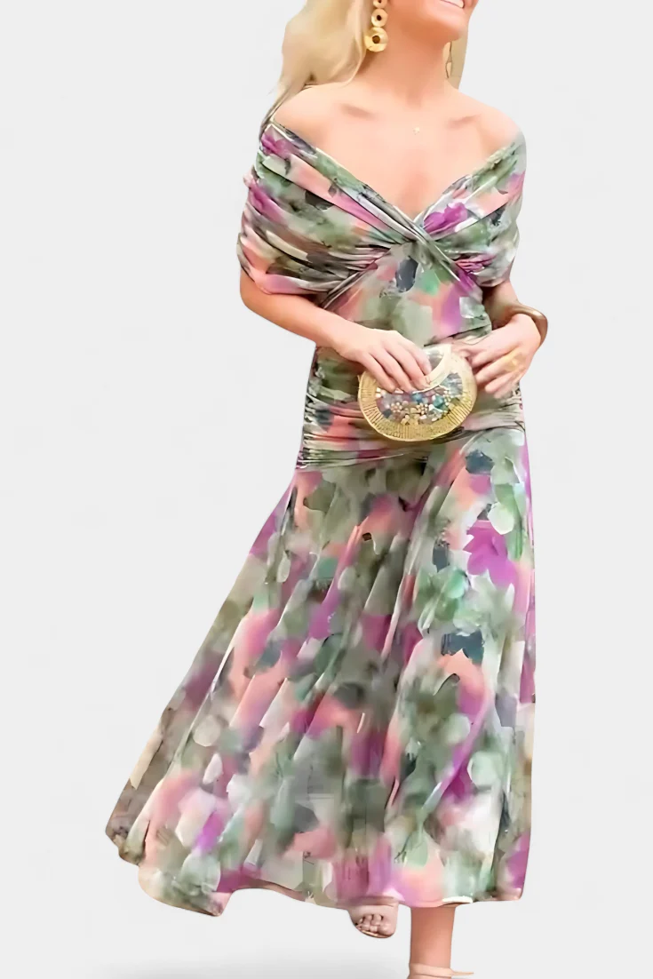 Paula – Elegantes, schulterfreies Drapierkleid für Damen