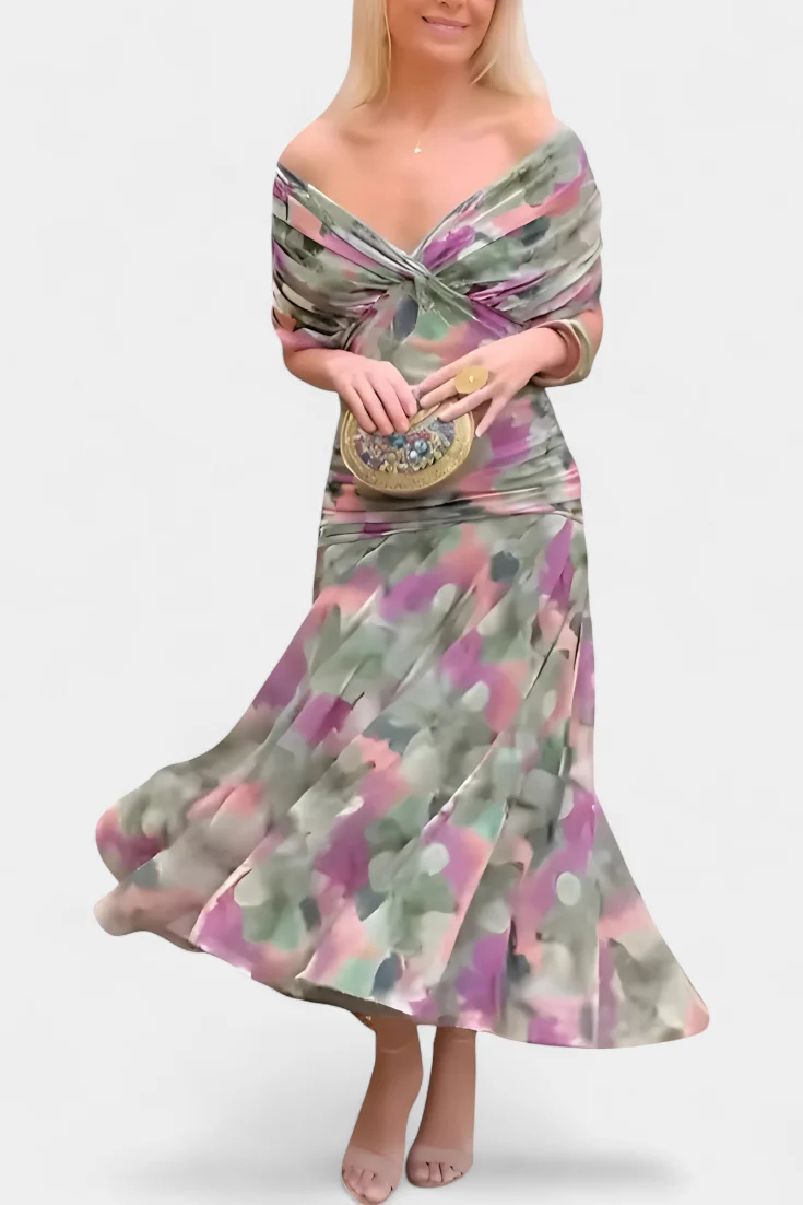 Paula – Elegantes, schulterfreies Drapierkleid für Damen