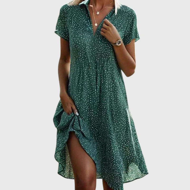 Sandra – Bedrucktes Kleid mit Kragen für Damen