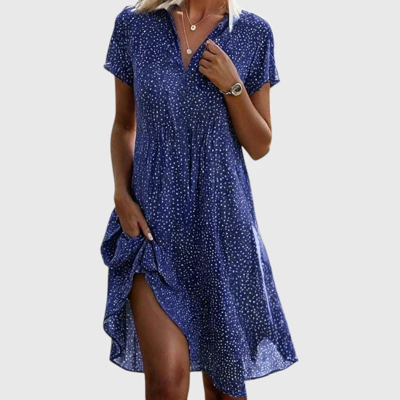 Sandra – Bedrucktes Kleid mit Kragen für Damen