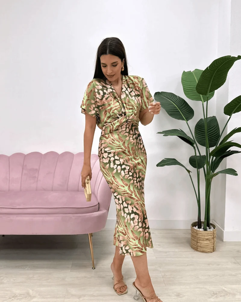 Nadine – Elegantes Midikleid im Wickelstil für Damen