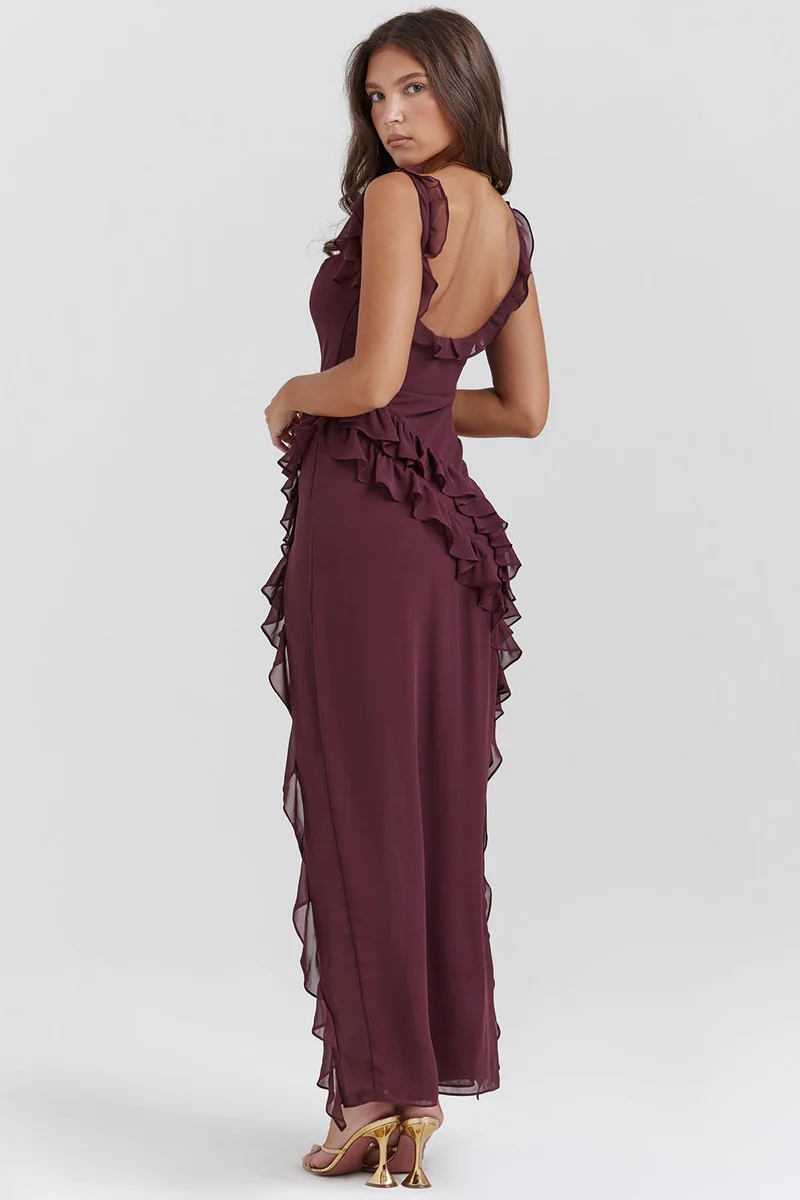 Maren – Elegantes Maxikleid mit Rüschen für Damen