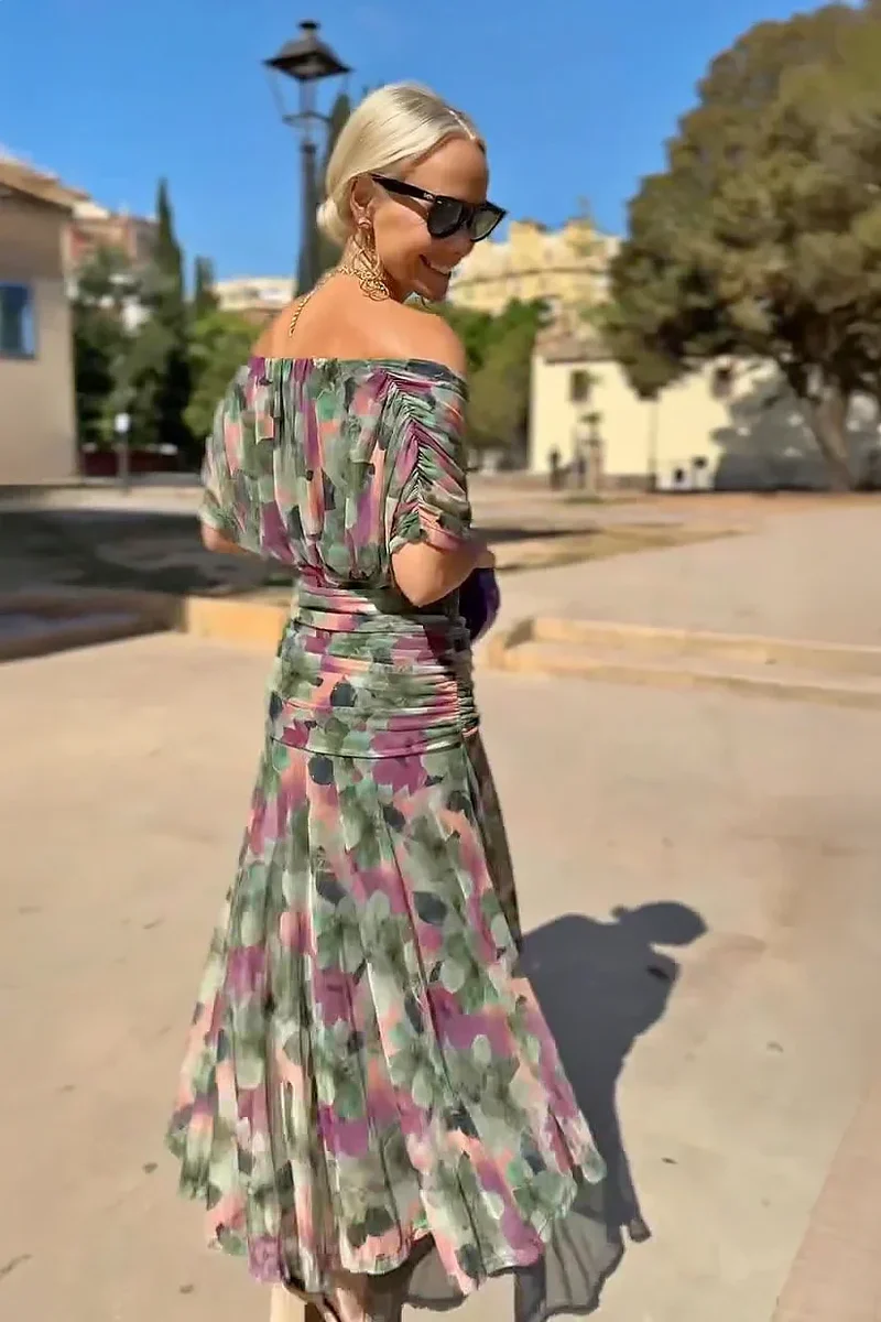 Kirsten – Elegantes schulterfreies Maxikleid für Damen