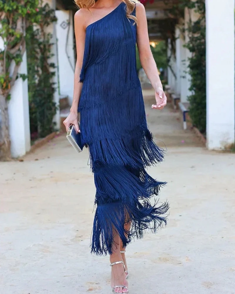 Annemarie – Elegant Fransenkleid für Damen