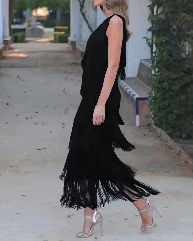 Annemarie – Elegant Fransenkleid für Damen