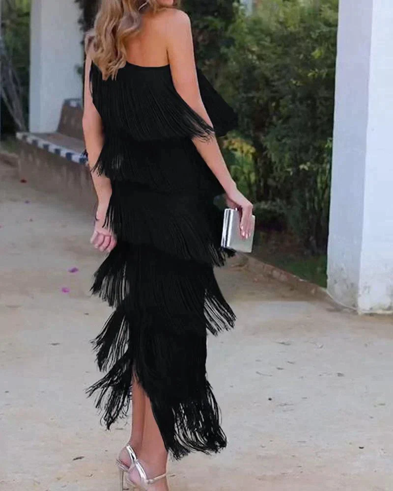 Annemarie – Elegant Fransenkleid für Damen
