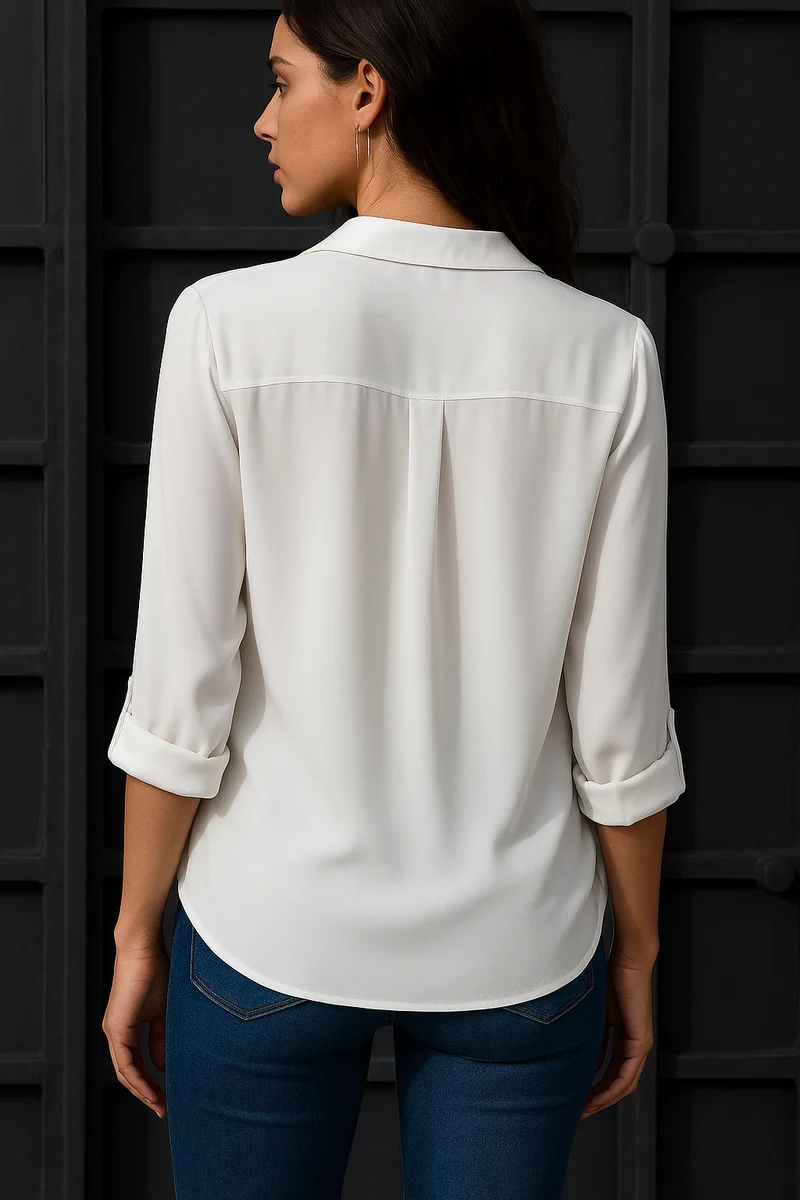 Paula – Elegante, leichte Damenbluse mit V-Ausschnitt