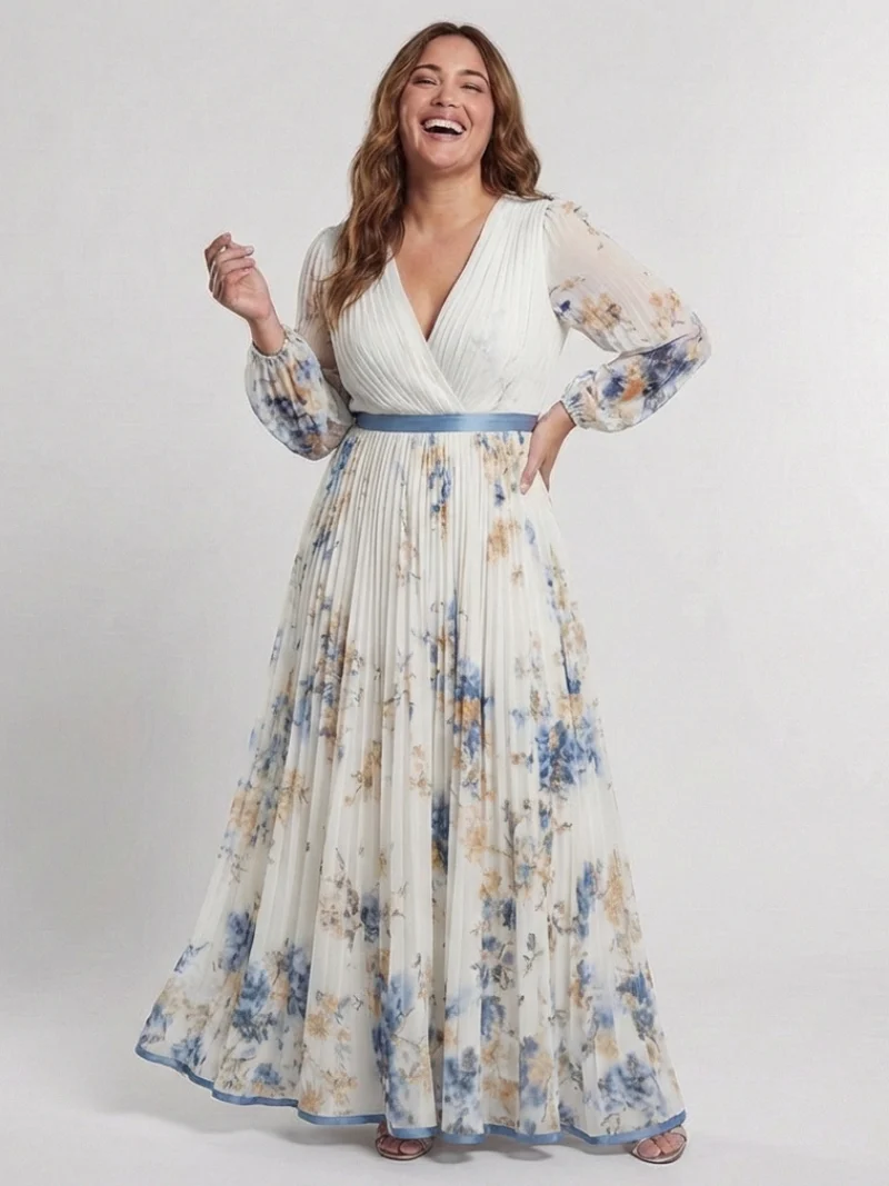 Emma – Elegantes Langarmkleid mit V-Ausschnitt für Damen