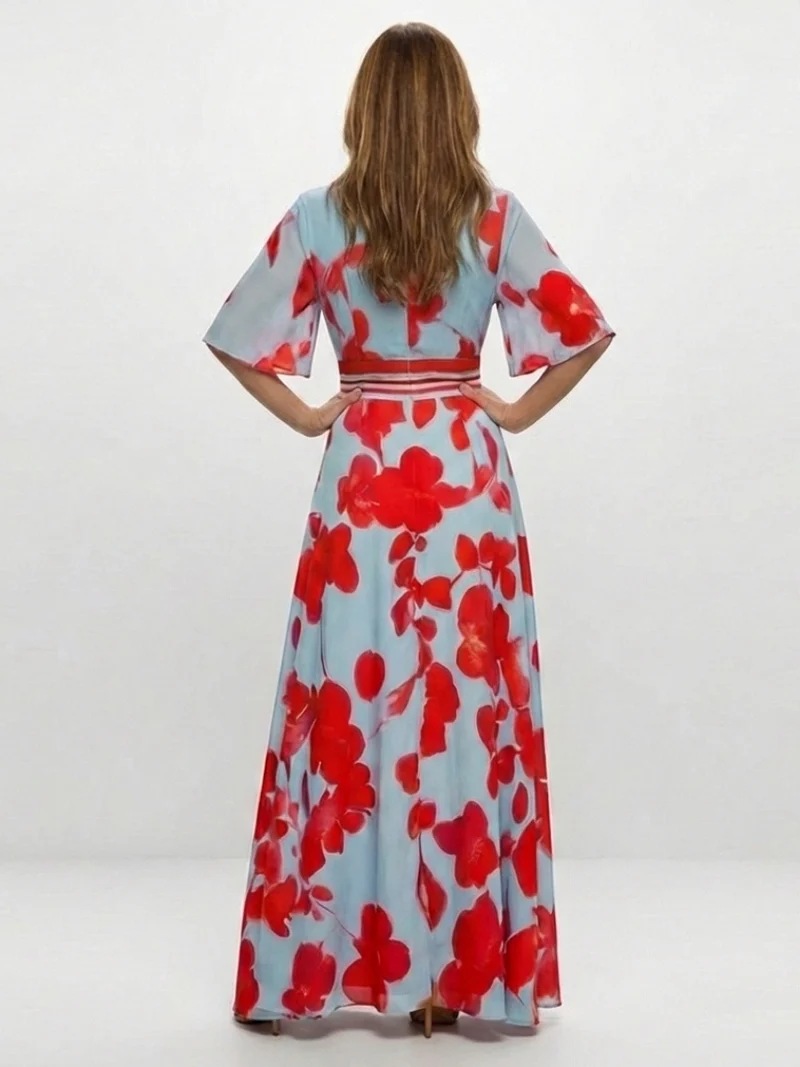 Lina – Elegantes Kurzarmkleid mit Blumenmuster für Damen