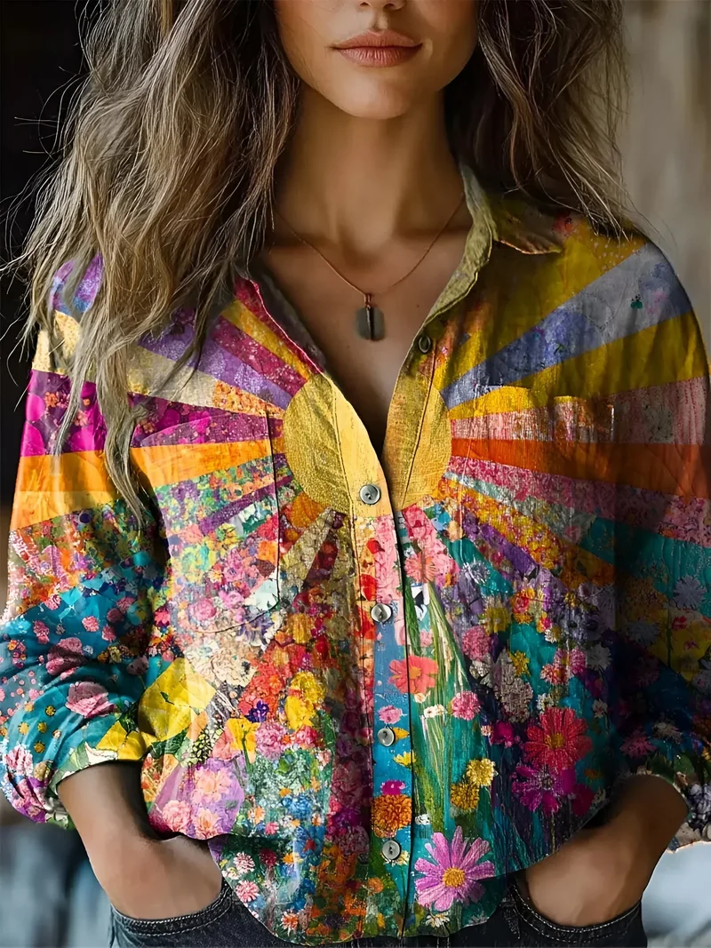 Lotte – Strahlende Sonnenblumen-Bluse für Damen