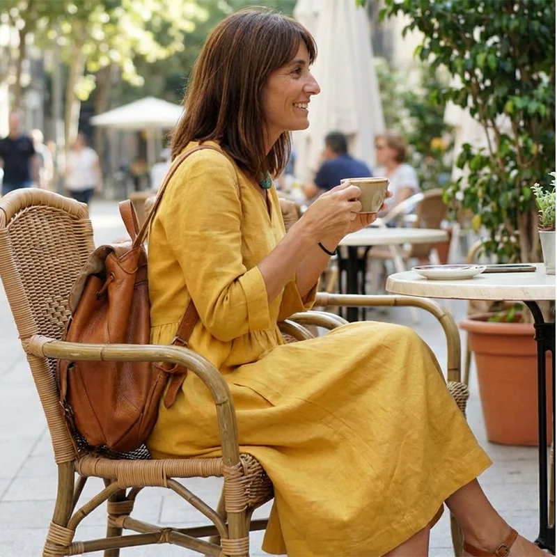 Karin – Lässiges Kleid mit 3/4-Ärmeln und Taschen für Damen