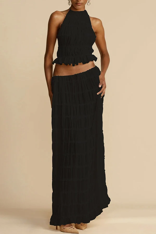 Andrea – Elegantes Plisseekleid mit Kordelzug in der Taille für Damen