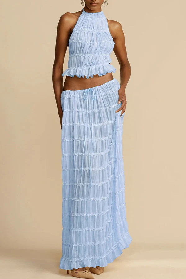 Andrea – Elegantes Plisseekleid mit Kordelzug in der Taille für Damen