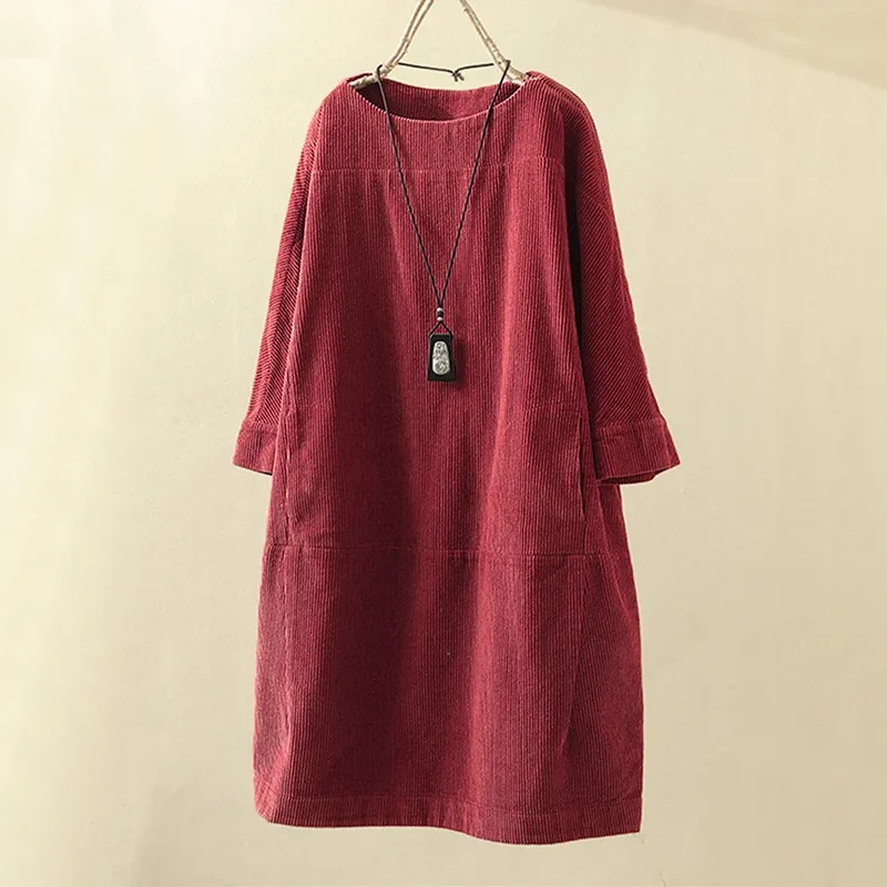 Ingrid – Lässiges Cordkleid für Damen