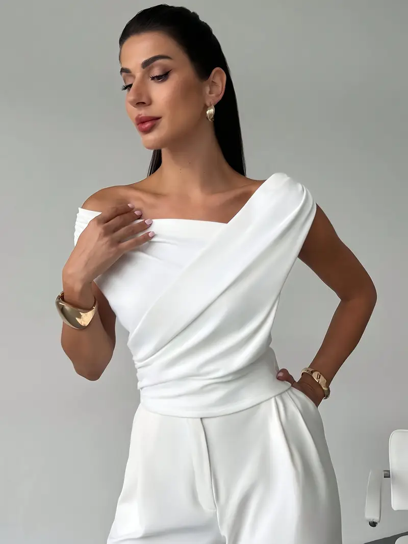 Luisa – Elegante Bluse mit drapierten Schultern für Damen