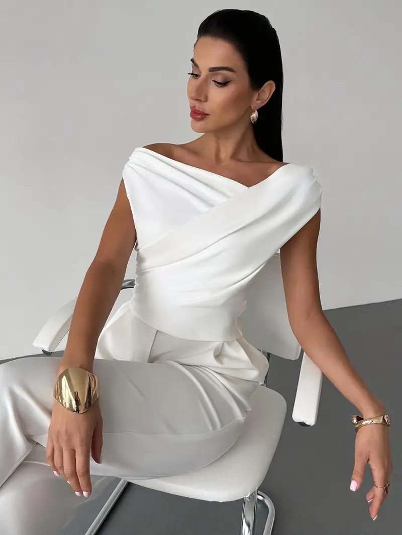 Luisa – Elegante Bluse mit drapierten Schultern für Damen