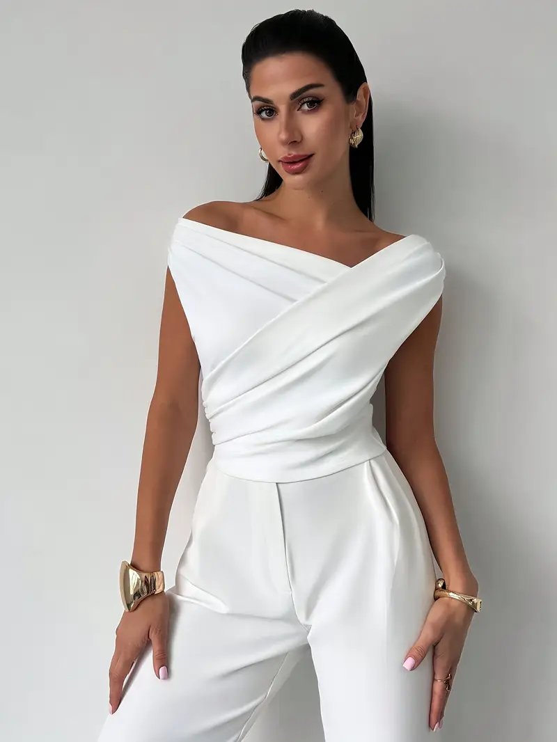 Luisa – Elegante Bluse mit drapierten Schultern für Damen